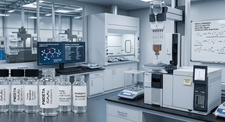 What are the technical specifications and purity standards for high-grade C9H23N3?